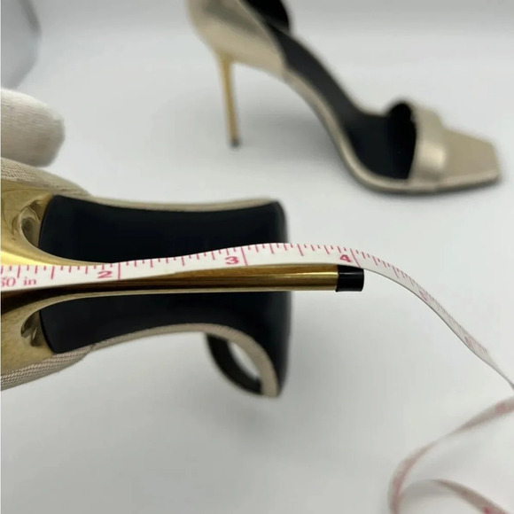 Balmain Uma Lizard-Embossed Leather Sandals Gold Women’s EU 37.5 New In box - Picture 15 of 16